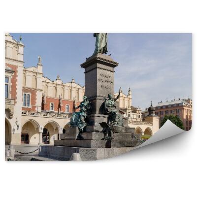 Fototapet vintage Hala Pânzei, Cracovia, Lumini, Piață, Monumentul Lui Adam Mickiewicz