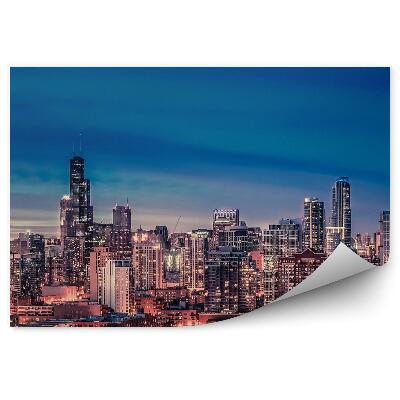 Fototapet perete Chicago Panorama Zgârie-Nori Clădiri Lumini De Cer
