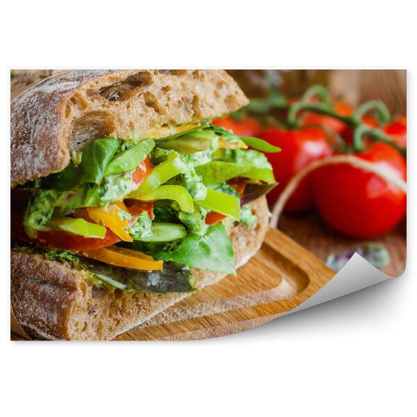 Decor fototapet Sandwich legume mic dejun alimente sănătoase lemn