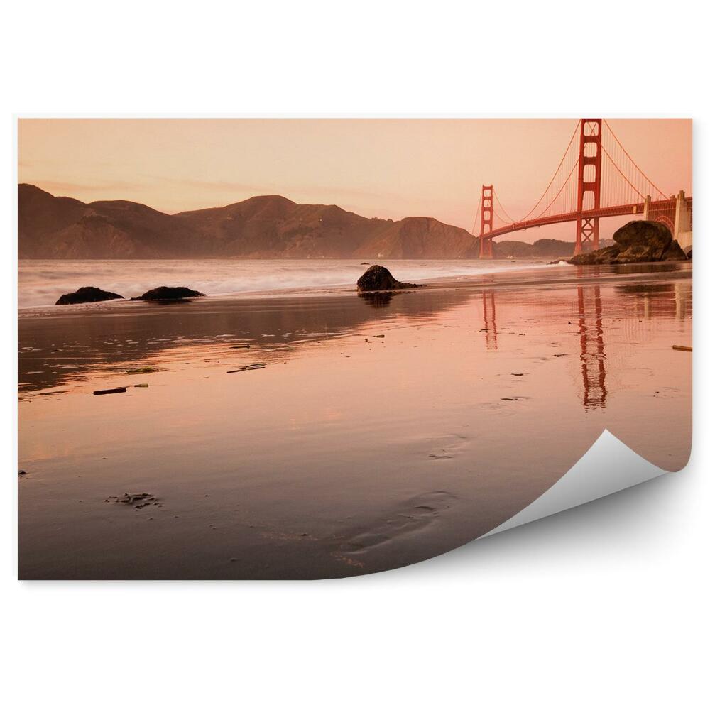 Fototapet vintage Podul Golden Gate Ocean Sunset Mountains San Francisco