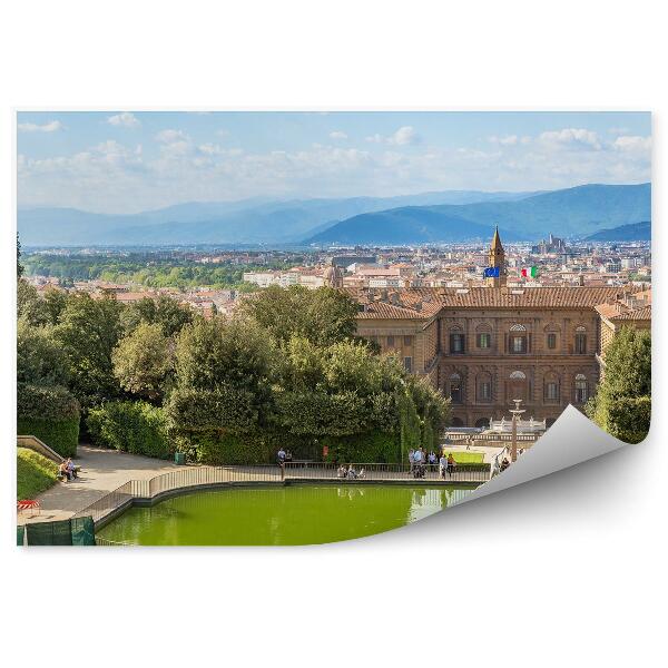 Fototapet vintage Palazzo Pitti Gradina Boboli Cladiri Natura Cer Nori Florenta