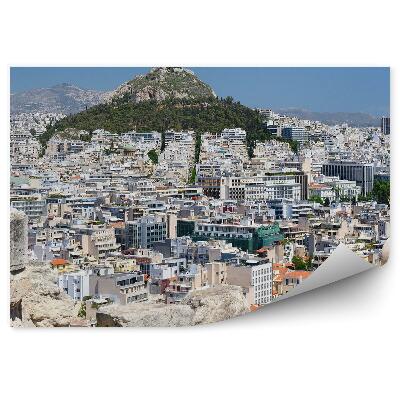 Decor fototapet Panorama Orașului Atena Grecia Clădiri Munți Ruine Cer