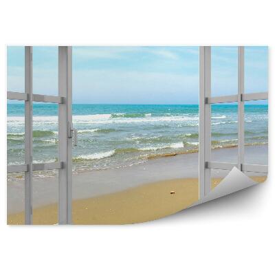 Decor fototapet Plajă și valuri blânde de la fereastra deschisă