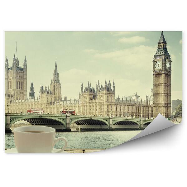 Fototapet Palatul Westminster Podul Big Ben Thames Board Cup Coffee London