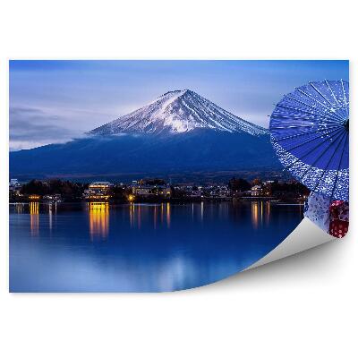 Fototapet perete Muntele Fuji orașului apă gheișă întunecată