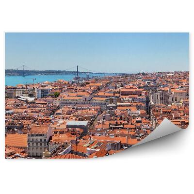 Fototapet perete Lisabona Clădiri Acoperișuri Roșii Pod Fluvial