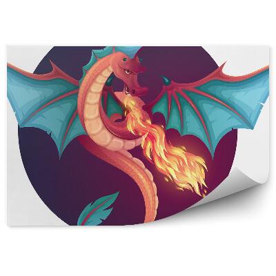 Decor fototapet Un dragon cu aripi desfăcute pe fundalul unui cerc