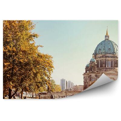 Fototapet perete Catedrală Pod Copaci Iarbă Oameni Zgârie-Nori