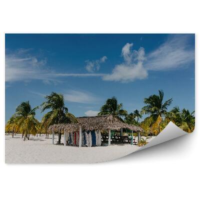 Fototapet pentru perete Palmieri Marea Caraibelor Cabana Cer Nori Plaja Cer Nori