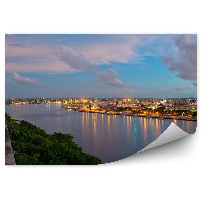 Fototapet perete Havana Copaci Case Zid Râu Cer Nori Lumini