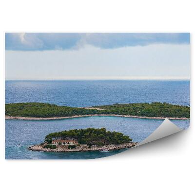 Fototapet pentru perete Insule Plante Cladiri Iahturi Ocean Cer Nori