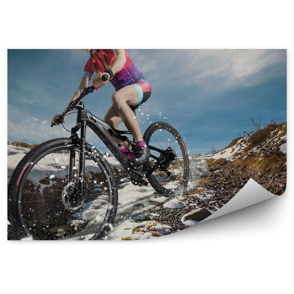 Decor fototapet Sport mountain bike ciclist pietre de zăpadă