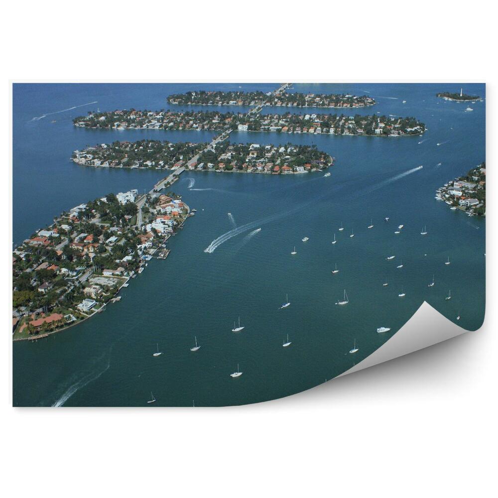 Decor fototapet Vedere Aeriană A Bărcilor Case Copaci Insula Miami