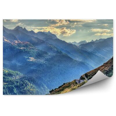 Fototapet Pasul Gotthard, Alpii Elvețieni, Munți, Cer, Nori