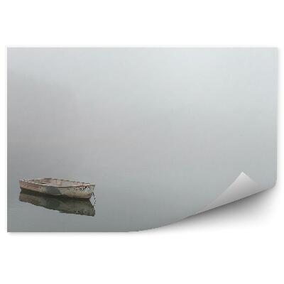 Fototapet vintage Barcă Apă Cer Copaci Ceață