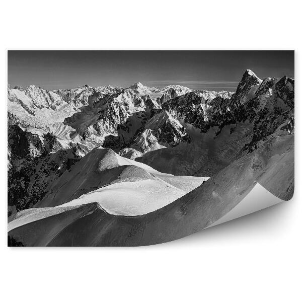 Fototapet vintage Vedere Panoramică Sepia A Munților Mont Black Iarna Cu Zăpadă
