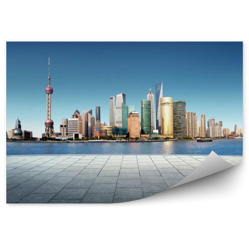 Fototapet pentru perete Zgârie-Nori Shanghai Orizontul Orașului Pasarela Oceanică