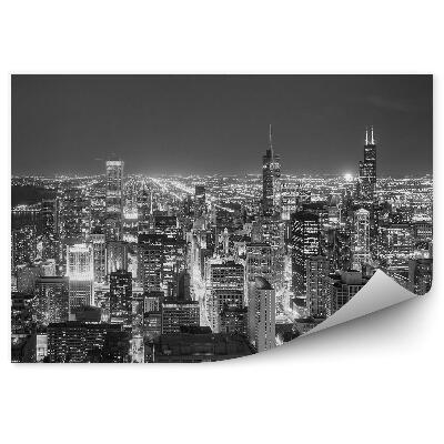 Fototapet vintage Vedere Aeriană Sepia A Zgârie-Norilor Din Centrul Orașului Chicago