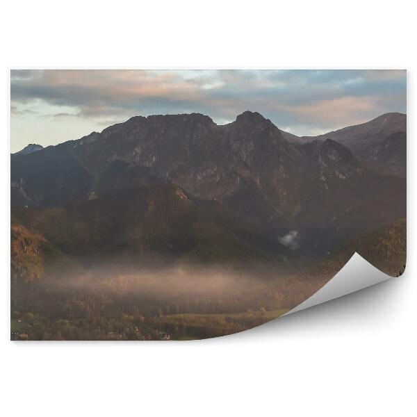 Fototapet vintage Munții Giewont Adăpostesc Conifere Cer Nori Munții Tatra