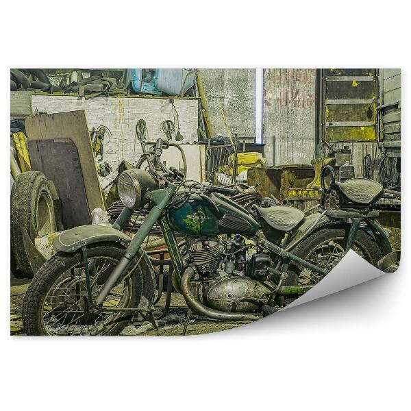 Fototapet pentru perete Motocicletă retro de epocă în garaj