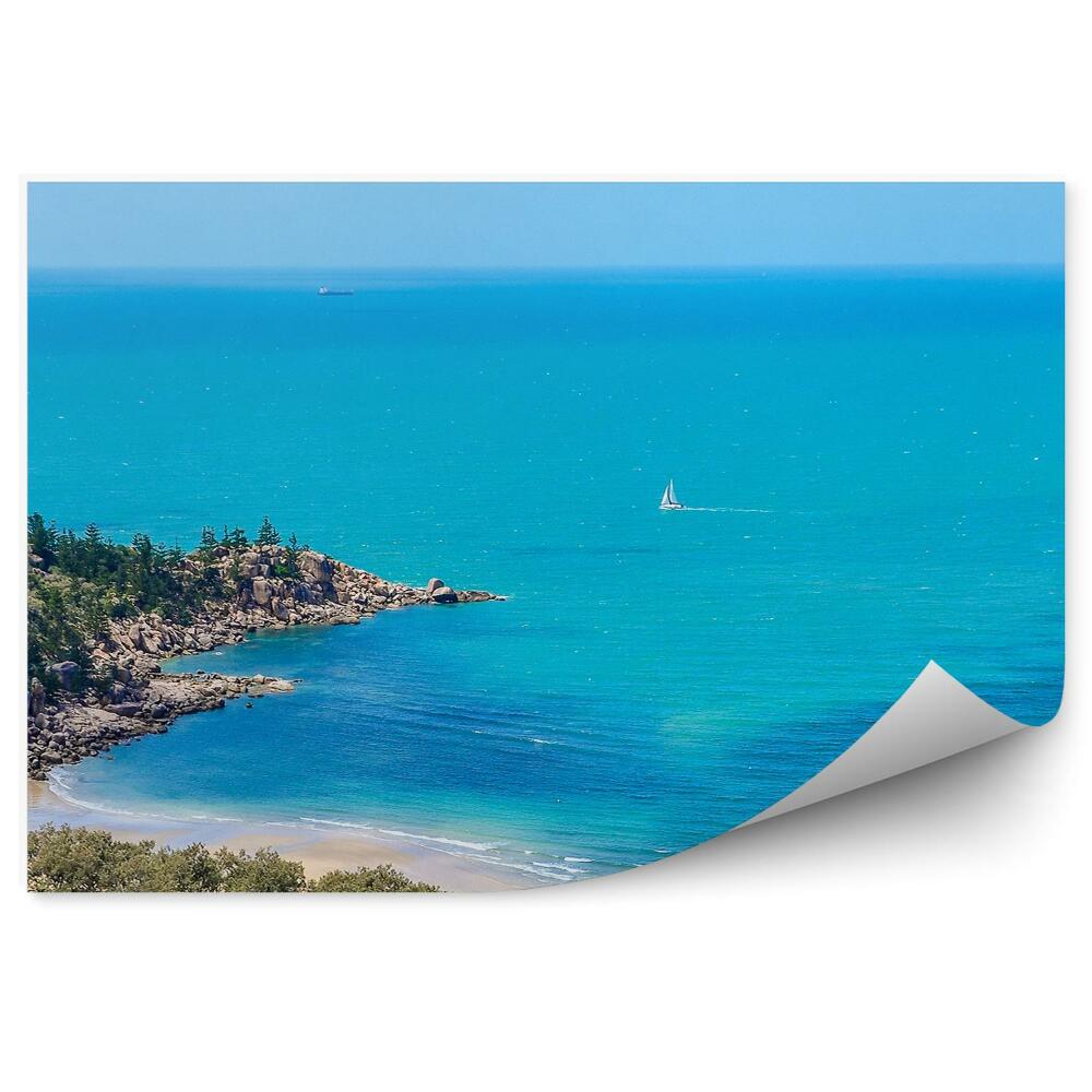 Decor fototapet Insulă Mare Stânci Plante Navă Florența Cer