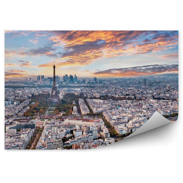 Fototapet perete Vedere Aeriană Paris Clădiri Oraș Apus De Soare Nori