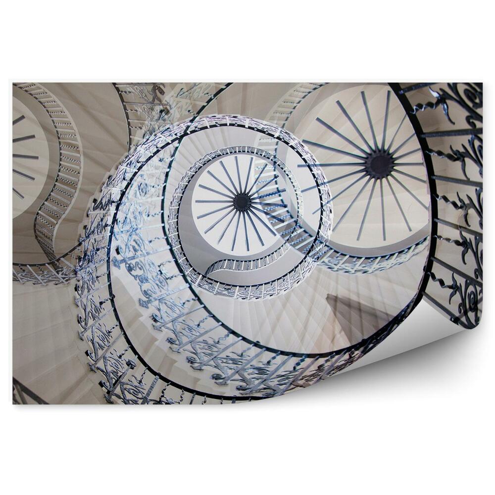 Fototapet vintage Scară modernă în spirală decorată cu balustradă