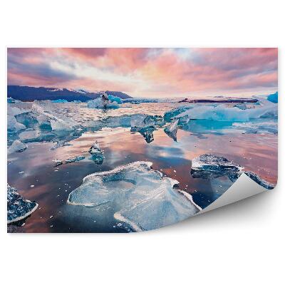 Fototapet vintage Apă cu gheață iarnă noros cer colorat