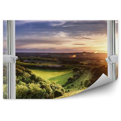 Fototapet perete Vedere de la fereastră la verdeața dealului Polan