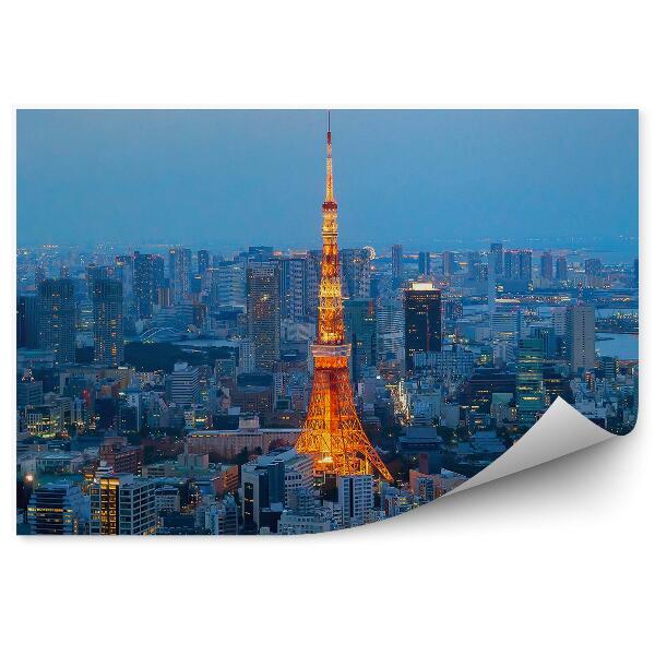 Fototapet vintage Tokyo Tower simbol al capitalei Japoniei noapte