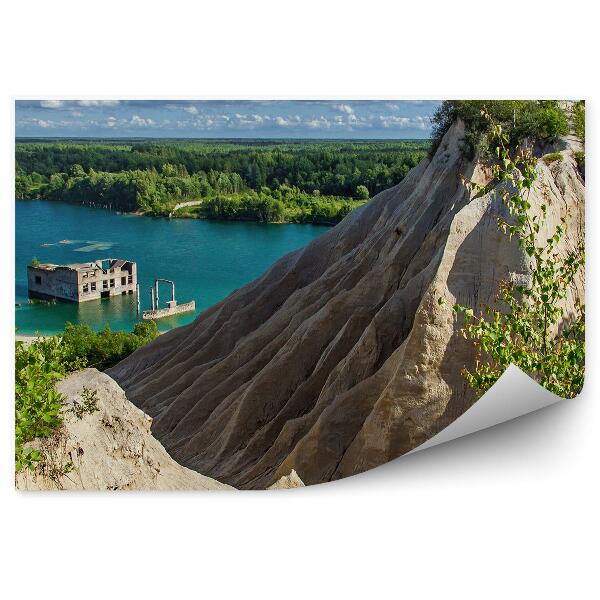Fototapet pentru perete Ruinele Unei Clădiri Într-Un Lac De Munte