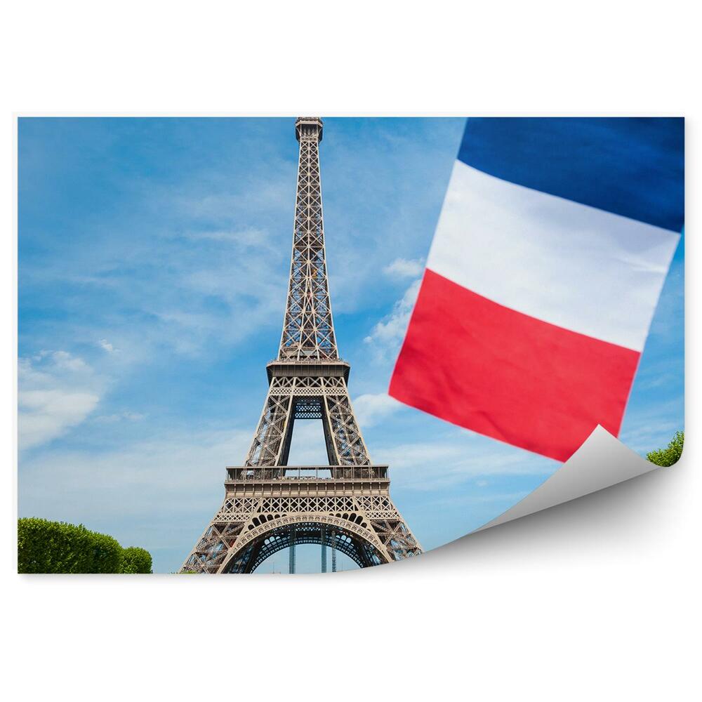Fototapet Steagul francez turiști în parc Turnul Eiffel