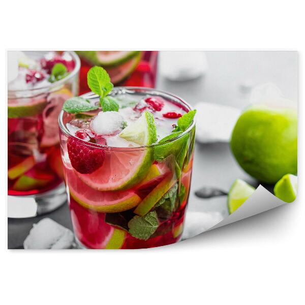 Fototapet perete Mojito zmeură lămâie gheață băutură mentă