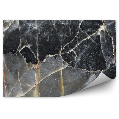 Fototapet pentru perete Marmură Închisă Cu Crăpături Albe Și Galbene