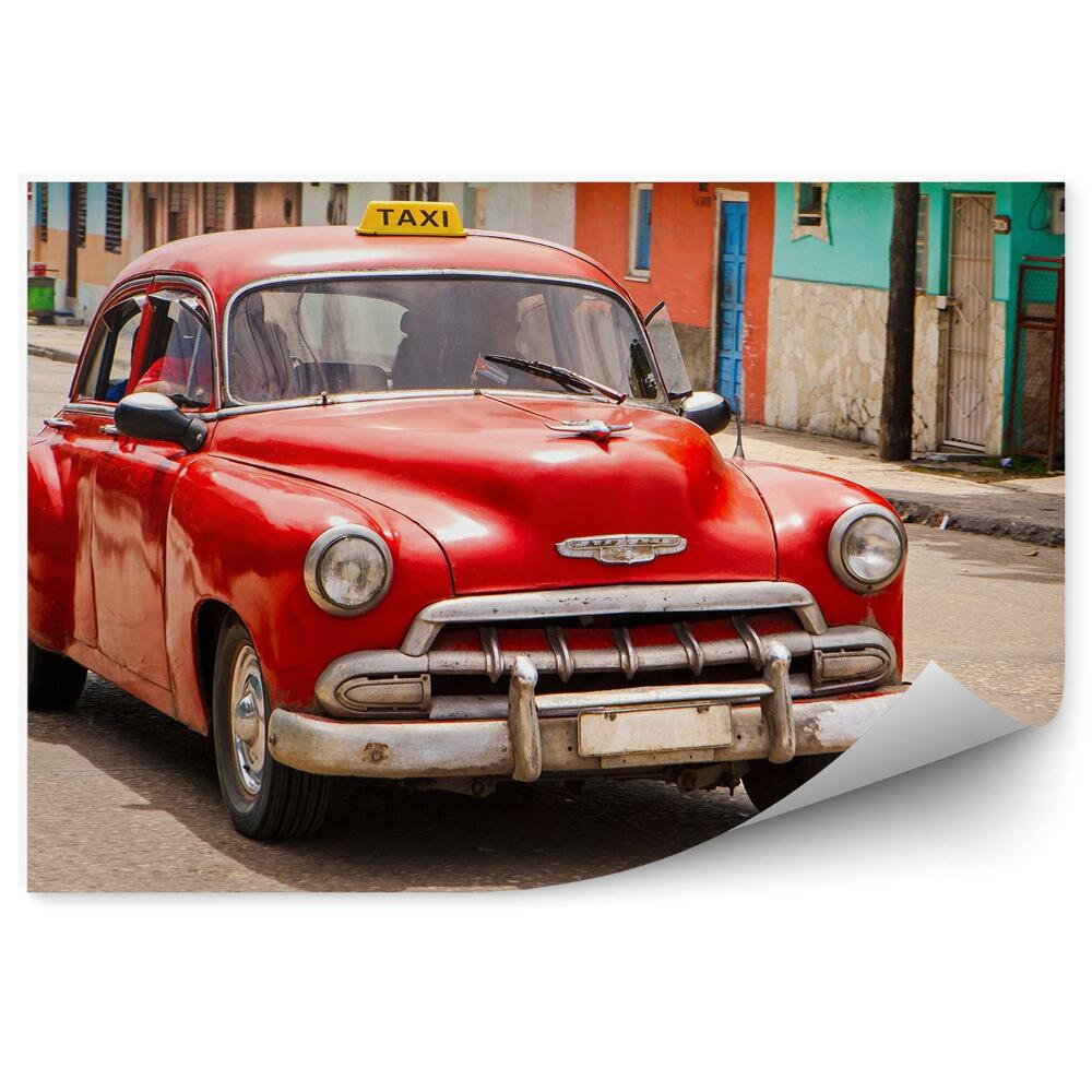 Fototapet pentru perete Taxi cubanez roșu vechi