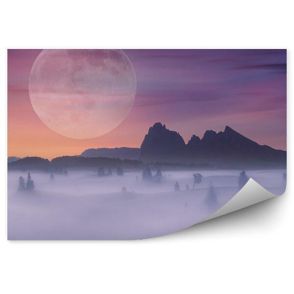 Decor fototapet Ceață De Munte Cu Lună Plină