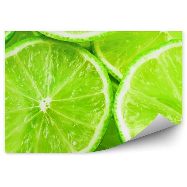 Fototapet perete Felii de lime proaspătă, fructe strălucitoare verzi