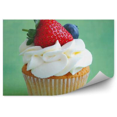 Decor fototapet Cupcake cu frisca, fructe, capsuni, afine