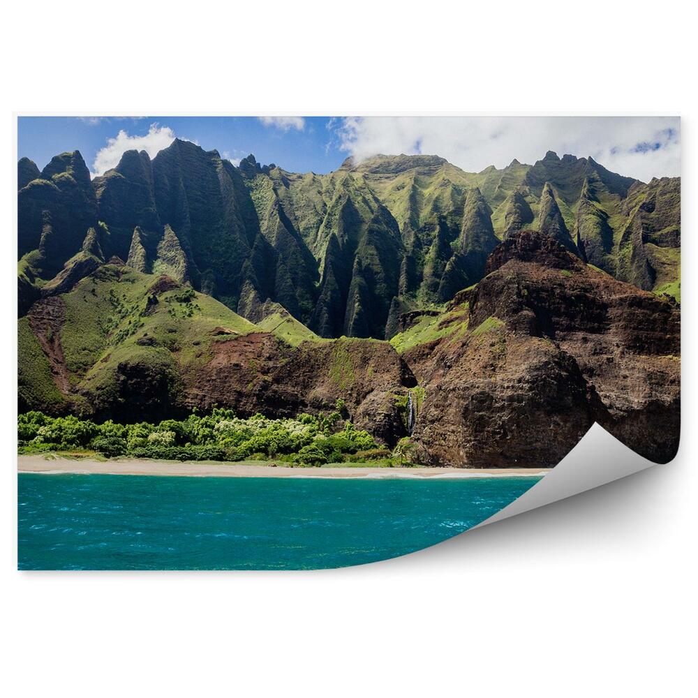 Fototapet Hawaii Stâncă Cer Nori Munți Ocean