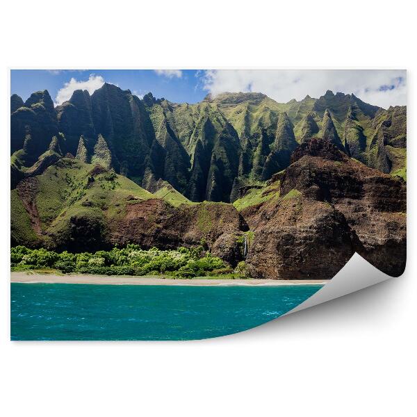 Fototapet Hawaii Stâncă Cer Nori Munți Ocean