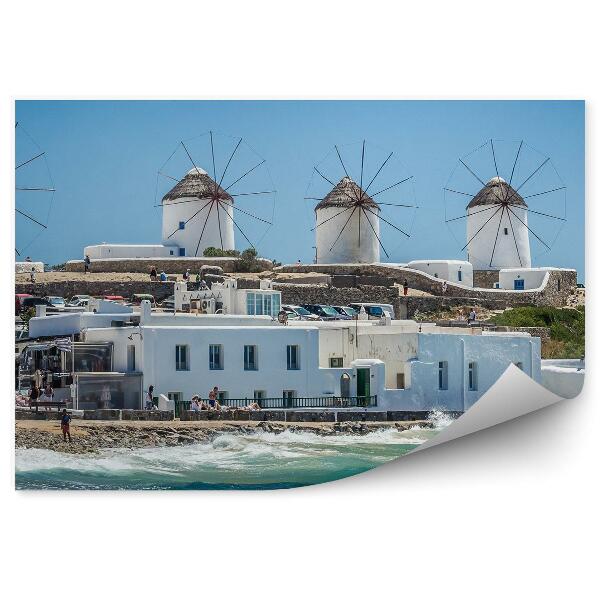 Fototapet vintage Insule Mykonos, Mori De Vant, Turisti, Valuri