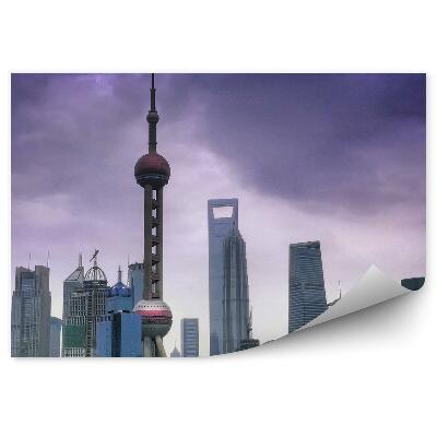 Fototapet pentru perete Clădiri orașului modern cer înnorat apă