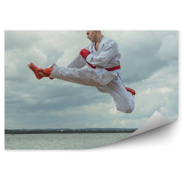 Fototapet pentru perete Salt karate kimono kimono ocean cer nori