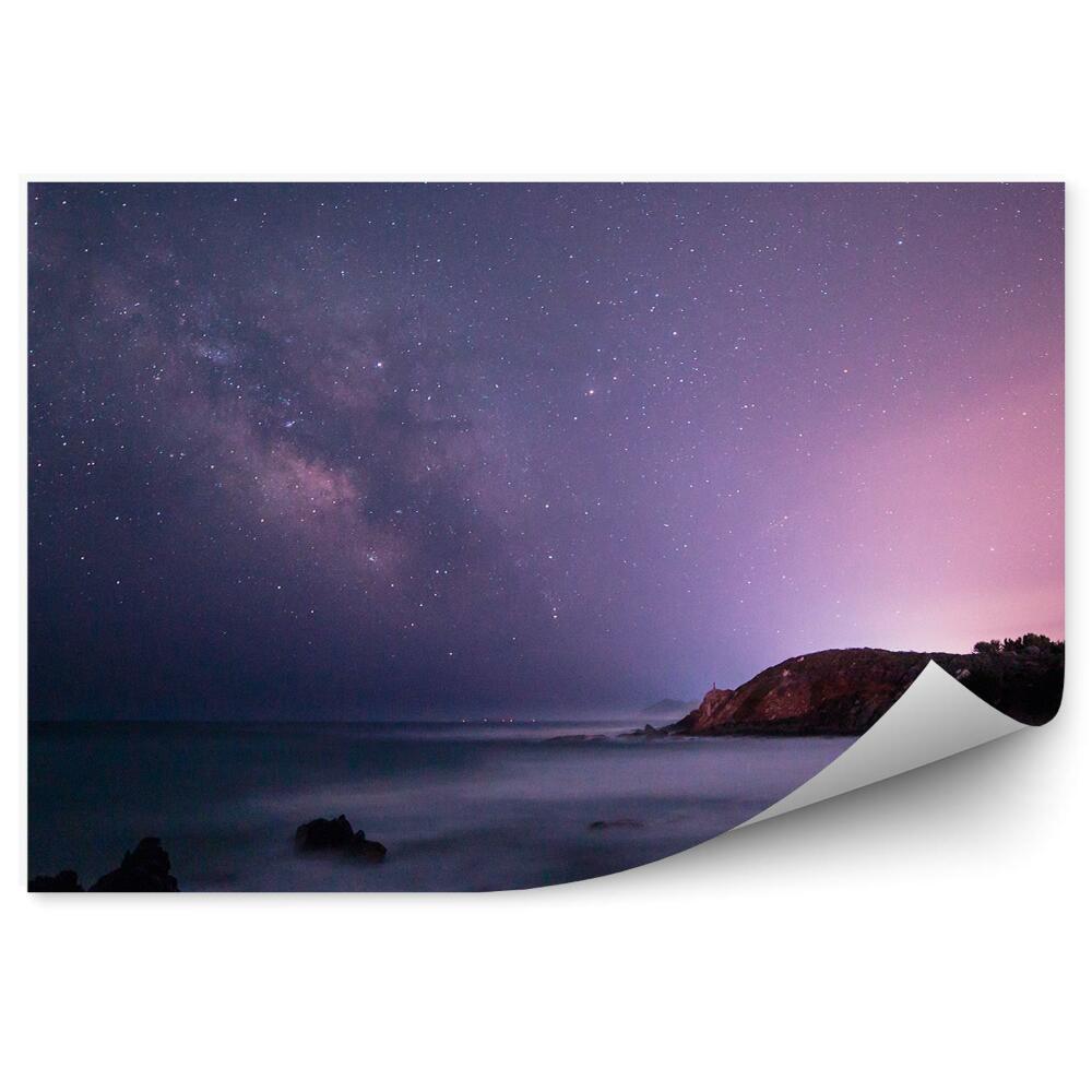 Decor fototapet Sardinia Ocean Munți Plante Cer Stele Galaxie Calea Lactee