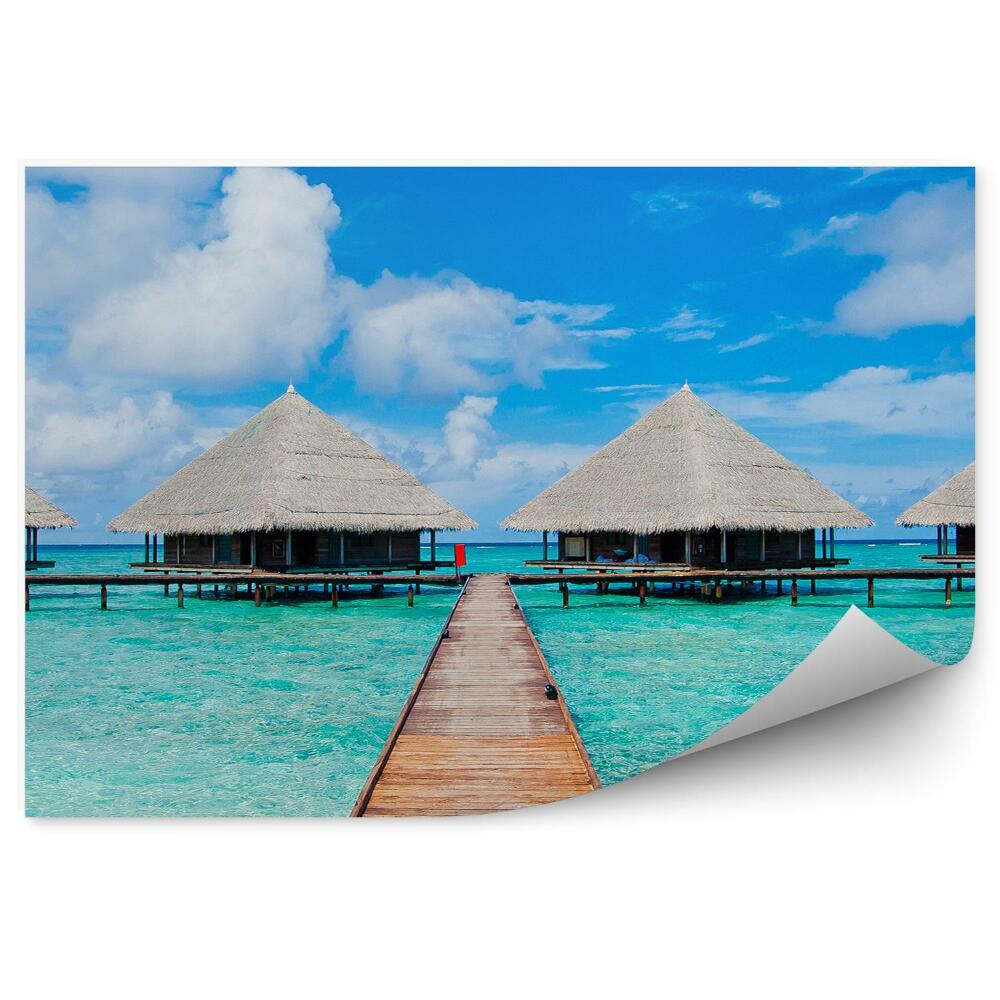 Fototapet pentru perete Debarcader cu apă albastră Maldive