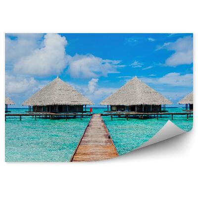 Fototapet pentru perete Debarcader cu apă albastră Maldive