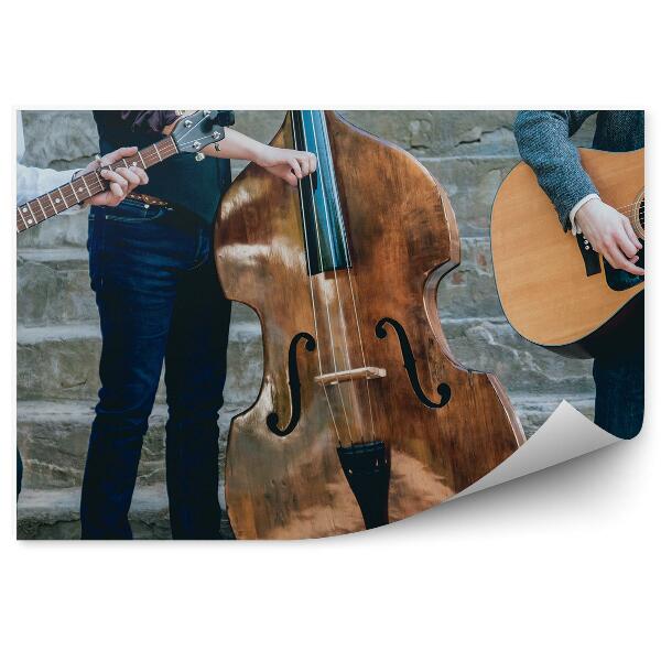 Fototapet pentru perete Muzicieni Chitare Contrabas Concert Scari