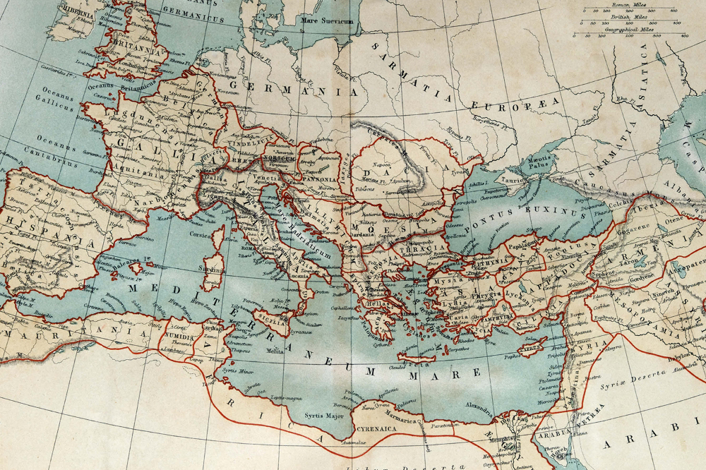 Fototapet vintage Harta veche a Imperiului Roman din 1870