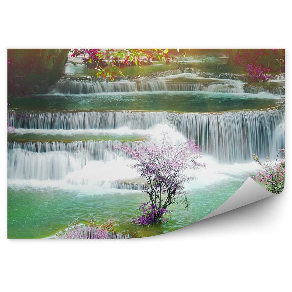 Fototapet vintage Pietre Cascada Plante Culori