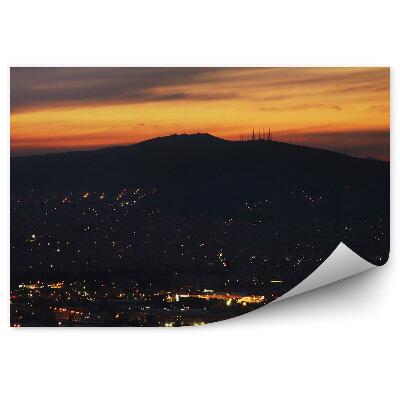 Fototapet perete Vedere panoramică asupra luminilor apusului din Atena